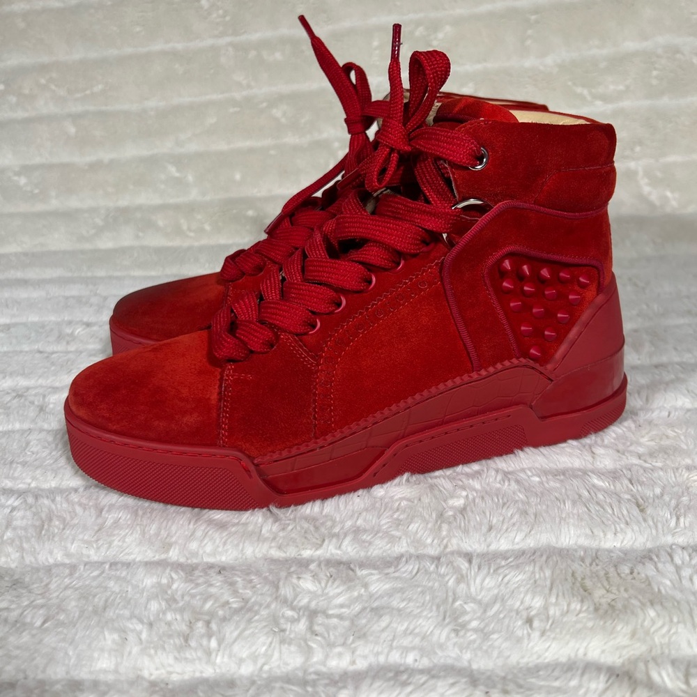 Christian Louboutin Loubikick red high top sneakers RETAIL 1,045